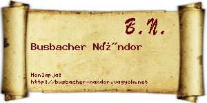 Busbacher Nándor névjegykártya